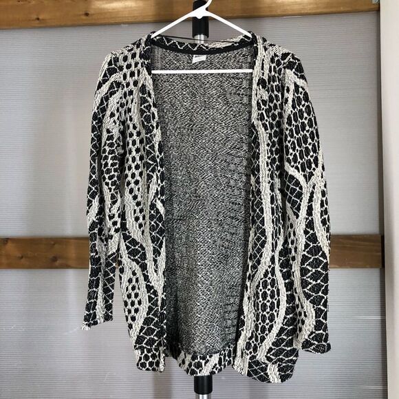VERO MODA Black‎ Tan Design Knit Open Cardigan Sz M - Picture 2 of 6